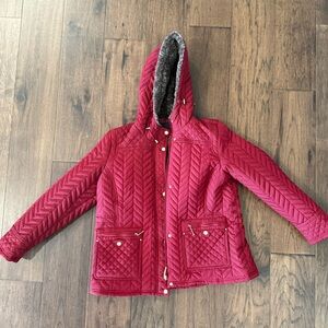 Weatherproof Red Puffer Jacket with Hood